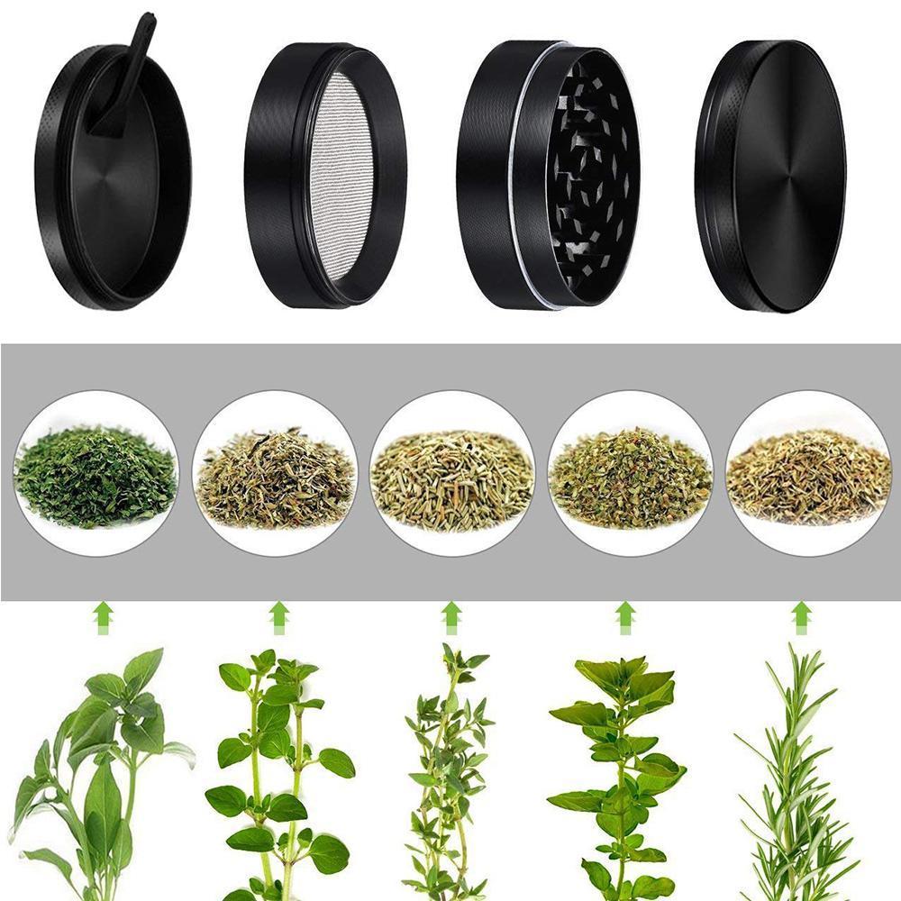 Goglor Spice Herb Grinder, 4 Piece Grinder with Pollen Scraper, Vancens Upgraded Version Zinc Alloy Crusher with Razor-sharp Teeth. 