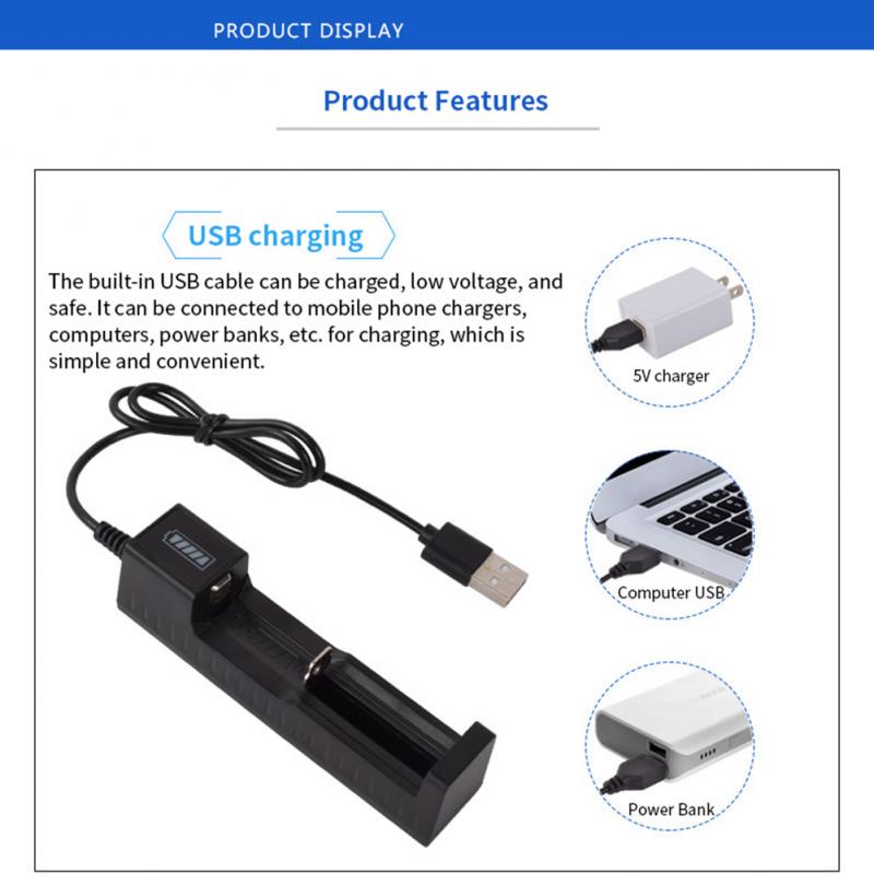 1Pc 18650 Battery Charger USB Battery Adapter / LED Smart Chargering For Rechargeable Batteries. 