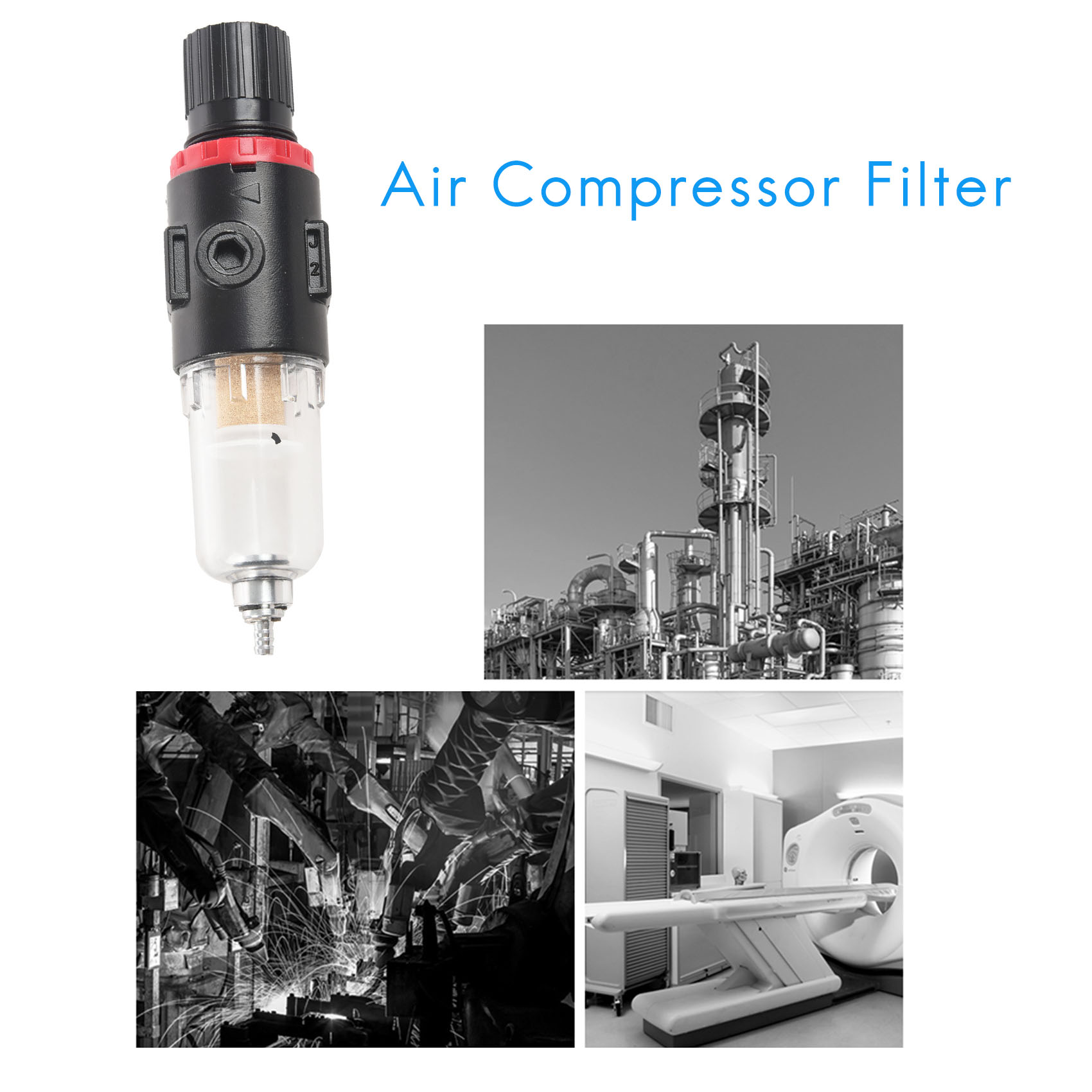 1/4 Air Compressor Filter Water Separator Kit With Regulator. 