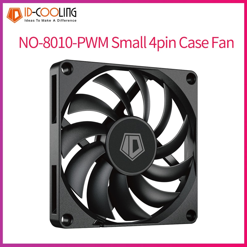 ID-COOLING NO-8010-PWM Small 4pin Case Fan 8cm Ultra-thin Fan 8010 Temperature Controlled Computer Case CPU Heat Sink PC Fan