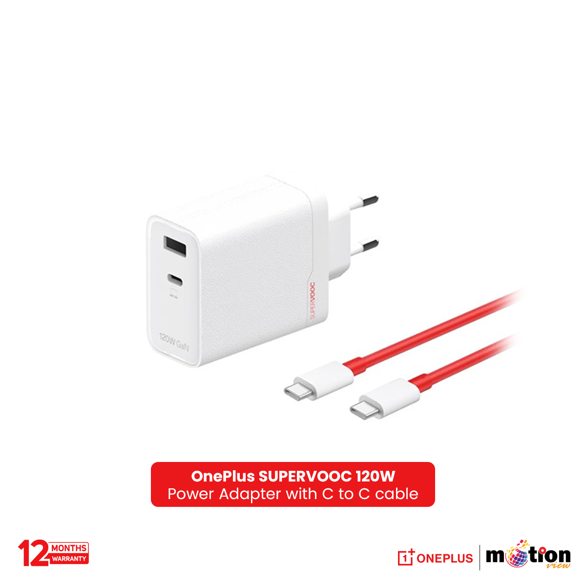 OnePlus SUPERVOOC 120W Dual Ports Power Adapter with C to Ccable