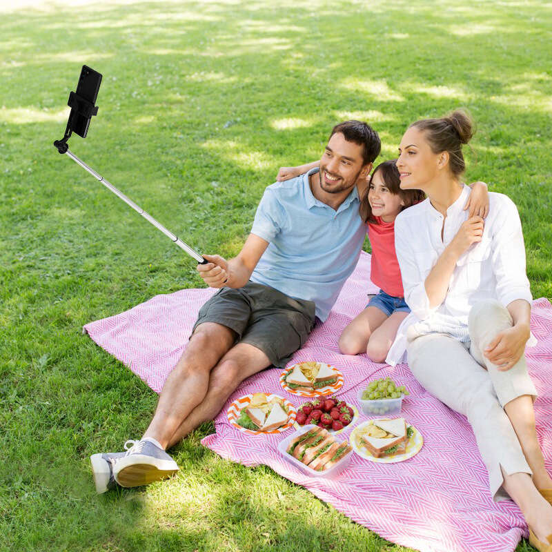 New mini Bluetooth pocket phone holder horizontal and vertical selfie stick 360 degree rotation QQ e. 
