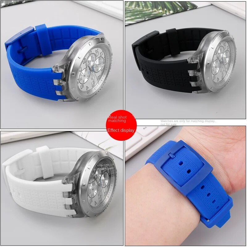 For Swatch mechanical watchband SVG 403 402 402 407 409 SVGB400 22mm Silicone strap soft rubber watch band Bracelet with Tool. 