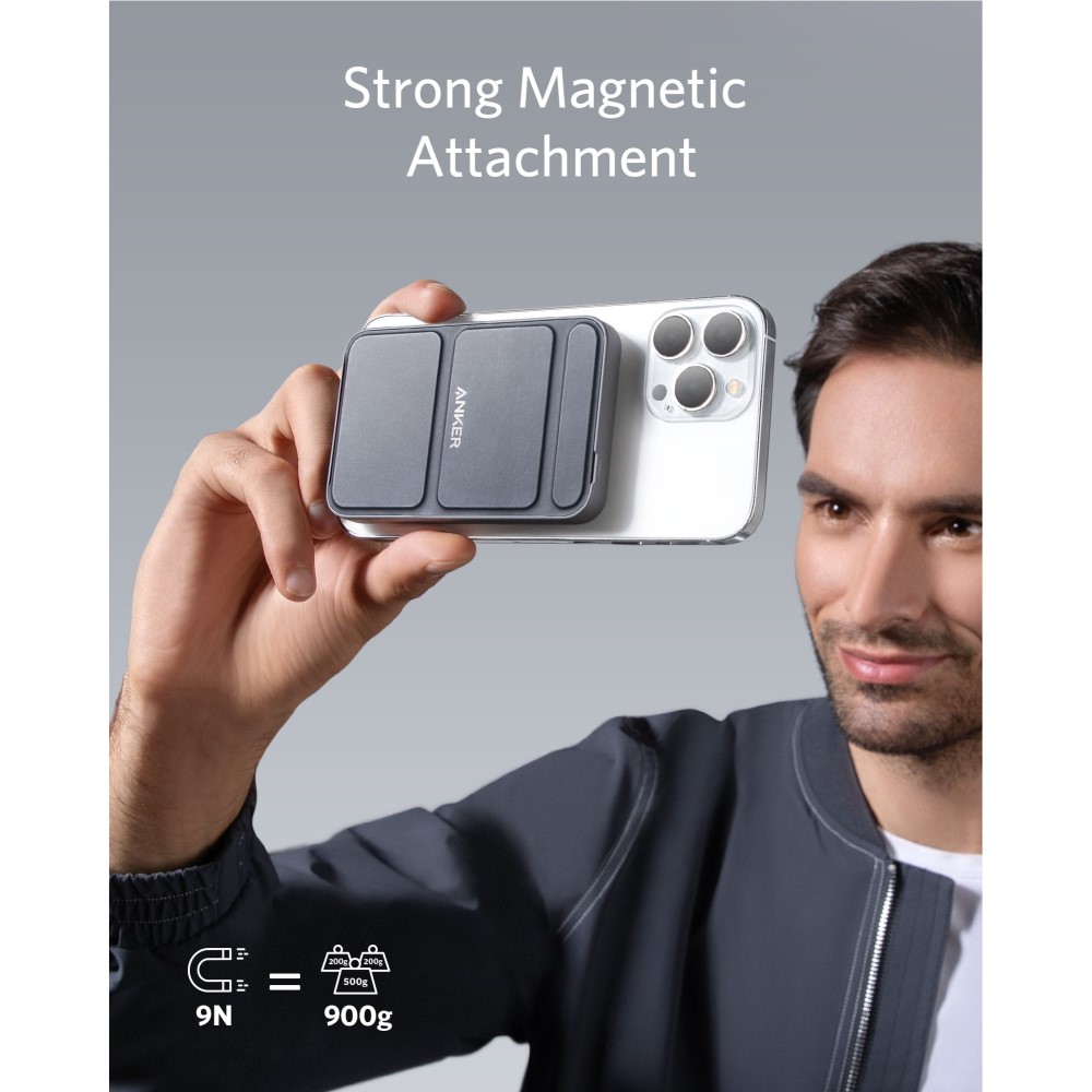 Anker 622 Magnetic Battery (MagGo), 5000mAh Foldable Magnetic Wireless Portable Charger and USB-C for_iPhone 13/12 Series. 