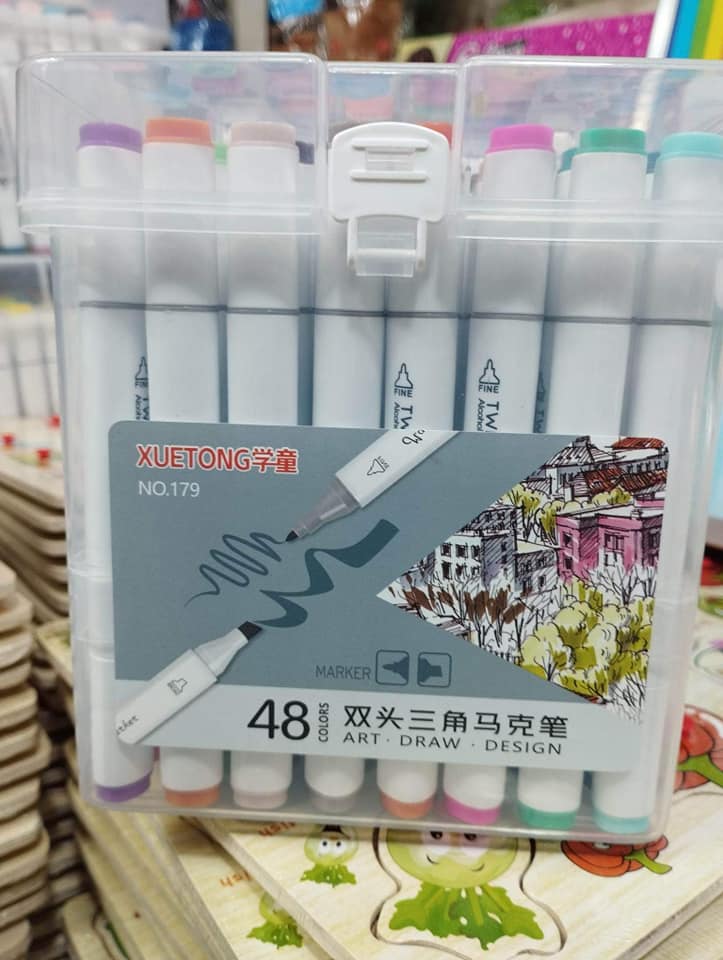 24 Colours Art Markers Pen Dual Tip Colouring Pens Highlighter Pen Set with Case