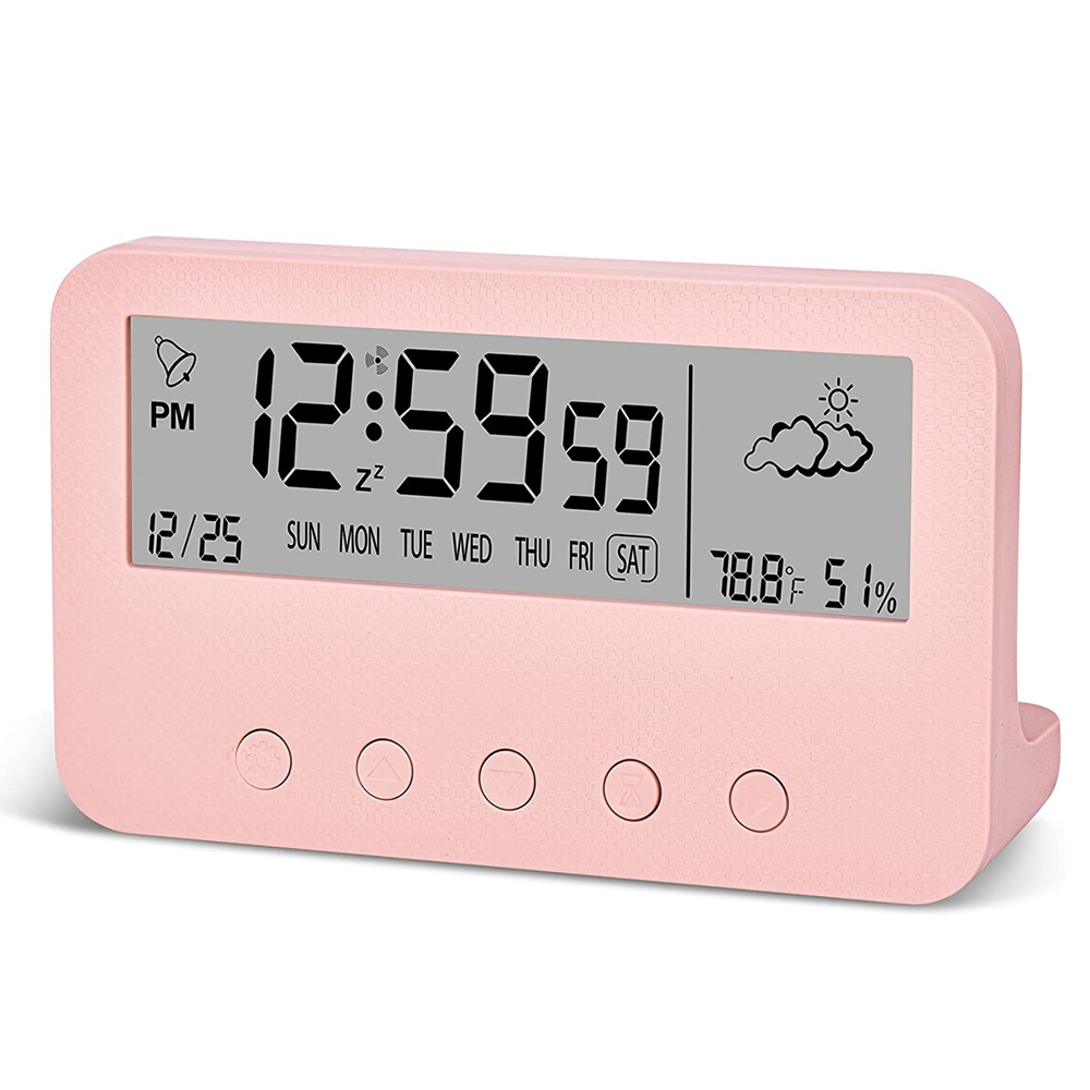 Digital Alarm Clock for Bedrooms,Battery Operated Desk Clock, (Pink)