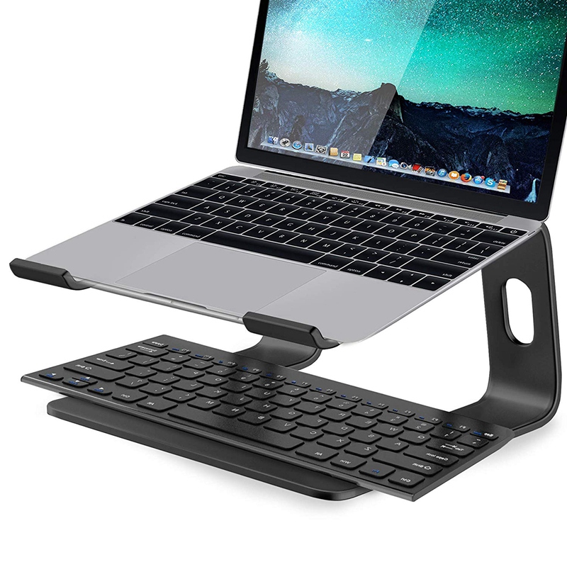 Aluminum Laptop Stand for Desk Compatible for Mac Macbook Pro Portable Holder Ergonomic Elevator Metal Riser for 10 To 15.6 Inch Computer Black. 