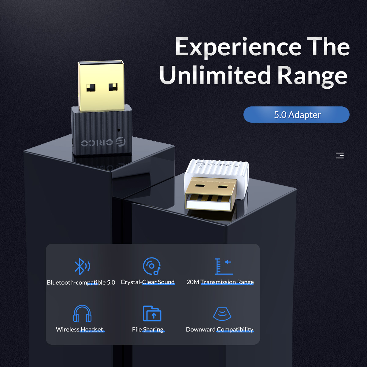ORICO USB Bluetooth 5.0 Dongle Adapter Mini Wireless Mouse Music Audio Receiver Transmitter for PC Speaker Mouse Laptop. 