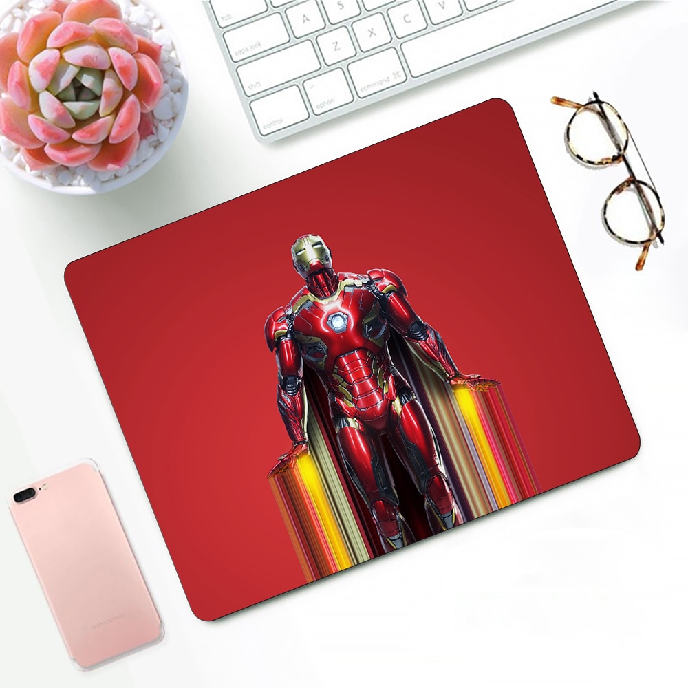 Marvel Iron Man Design Pattern Game mousepad Small Pads Rubber Mouse Mat MousePad Desk Gaming Mousepad Cup Mat. 