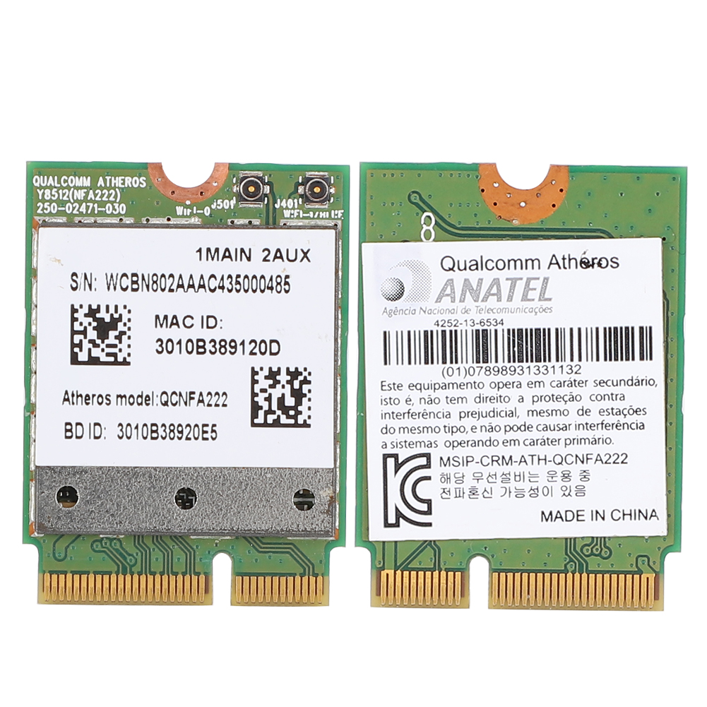 For Qualcomm Atheros WIFI Card 2.4/5GHz Dual Band 802.11abgn with for Bluetooth 4.0. 
