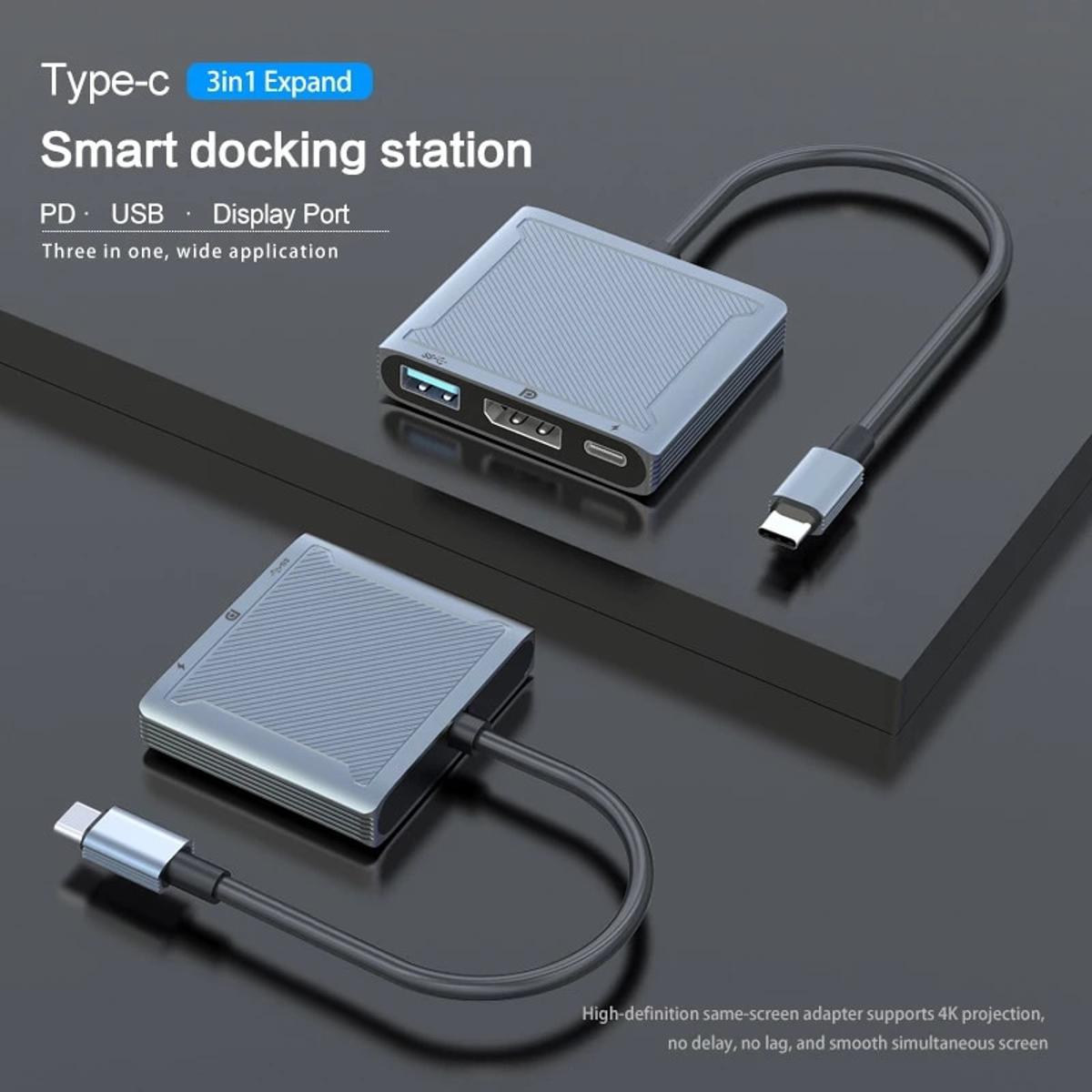 8K 60Hz DP 3 in 1 Hub Adapter USB C to Displayport 4K@120 Type C PD 100W Charge Extender Display Port HUB For MacBook Air Pro