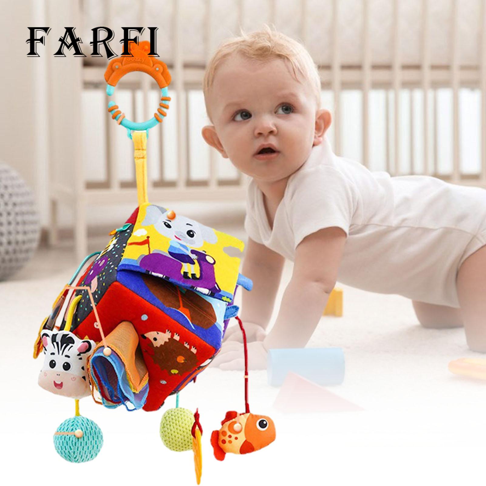 Pulling Fun Baby Toy 7-in-1 Baby Sensory Toys Newborn Tissue Box Toy Infant Pull String Travel Toys Toddler Stroller Crib Hanging Toy Babies Educational Toys for 6-12 Months Boys Girls Baby Shower. 