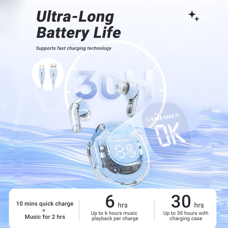 SPRISE T8 Premium Wireless Bluetooth Earphone Colorful With Lanyard/Case/LED HiFi Noise Cancelling TWS Earphon Transparent Earbuds Headset Earfon Touch Control. 