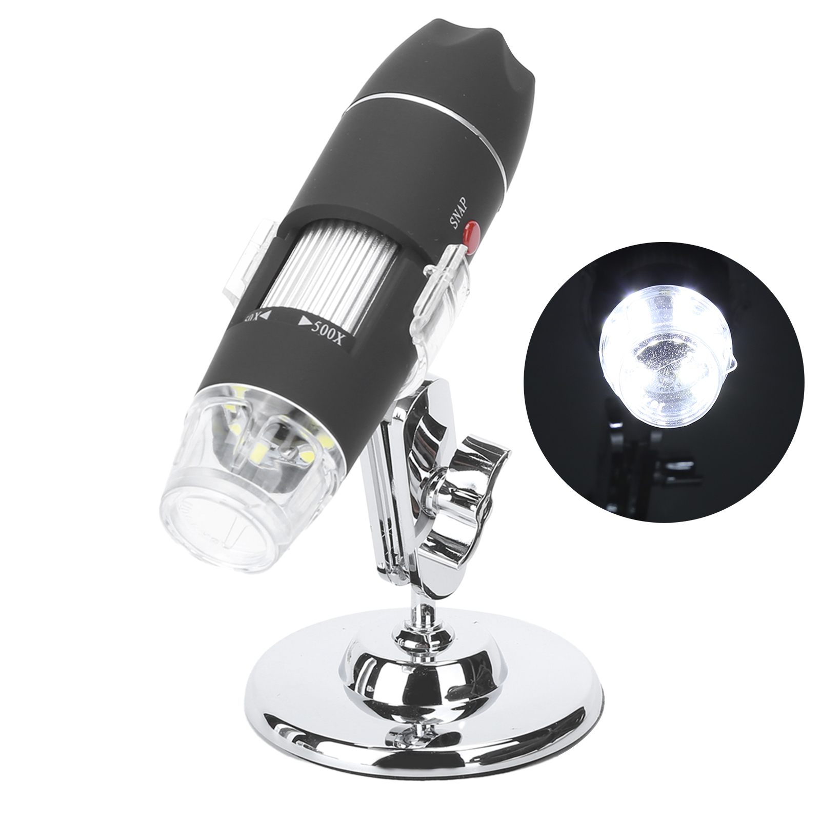 Digital Microscope 50X-500X 1920x1080P USB Interface Handheld Portable Mini Camera with Bracket and Adjustable 8 LED HD. 
