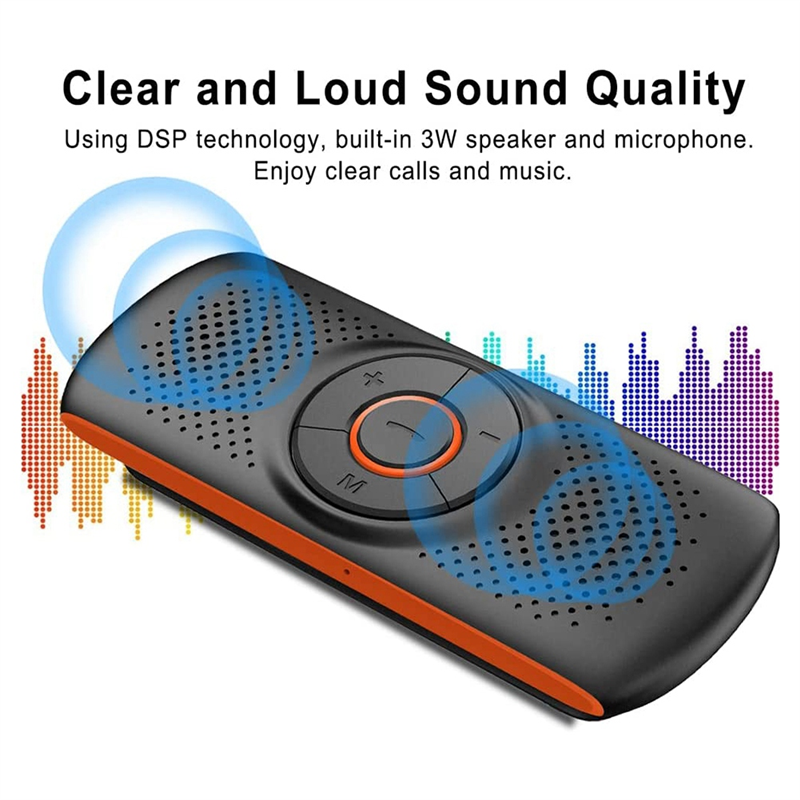 Car Bluetooth Speaker for Handsfree Talking, Wireless Car Music Player with Visor Clip. 