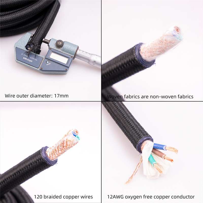 12AWG Hi-End HiFi Audio Universal AC Power Cable Power Cord for Digital Player Power Amplifier US Plug 1 Meter/3.28Ft. 