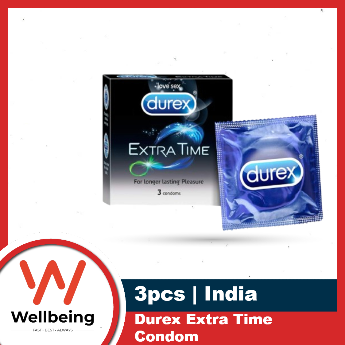 Durex Extra Time Condom 3pcs Box | Made In India | Extra Dots, Thin, Ribbed, Air, Mutual Climax, Invisible Condom 3pcs - Choose Before Order