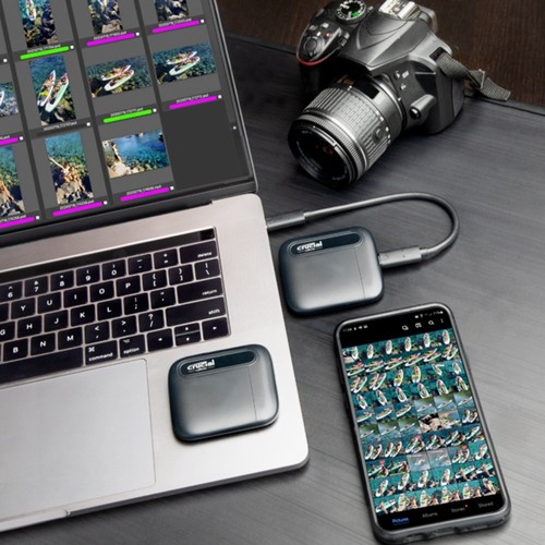 Crucial X6 1TB Portable SSD 800Mbps for PC and Mac USB 3.2 Type-C External SSD. 