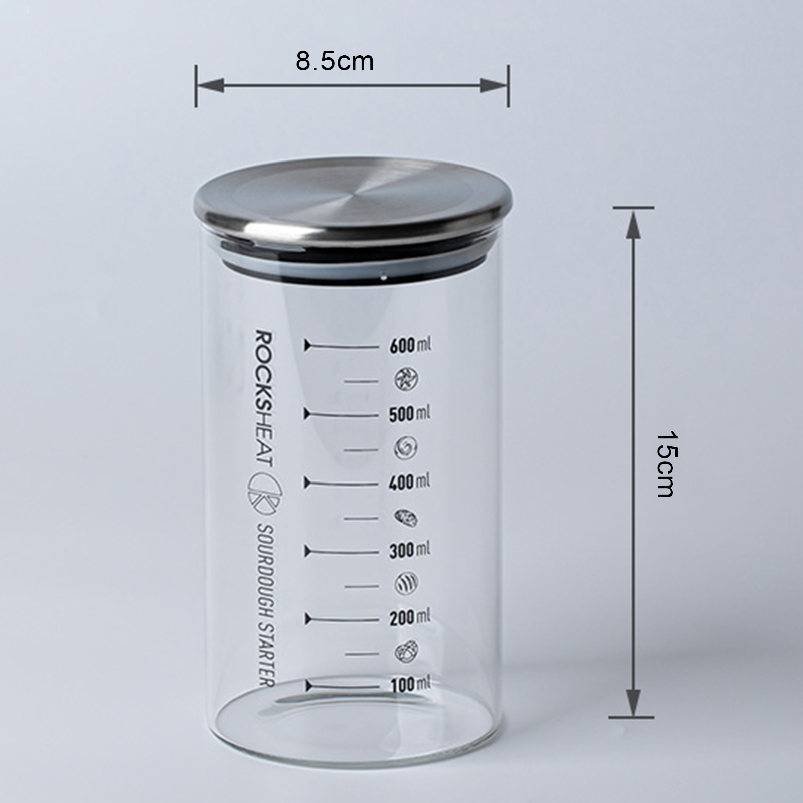 Baking Tools Transparent Sourdough Fermentation Jar with Scale Airtight Container for Starter Wide Mouth with Leakproof Lid Home Fermenter. 