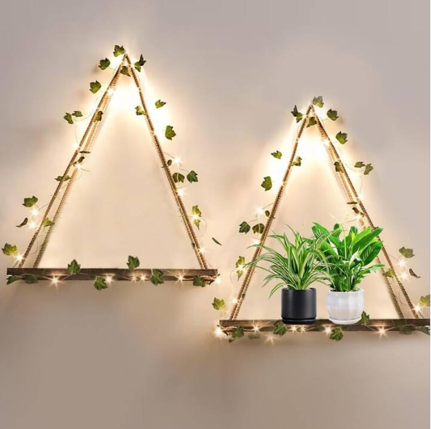 Set of 2 Hanging Shelves for Wall, Decor Shelves for Wall Floating