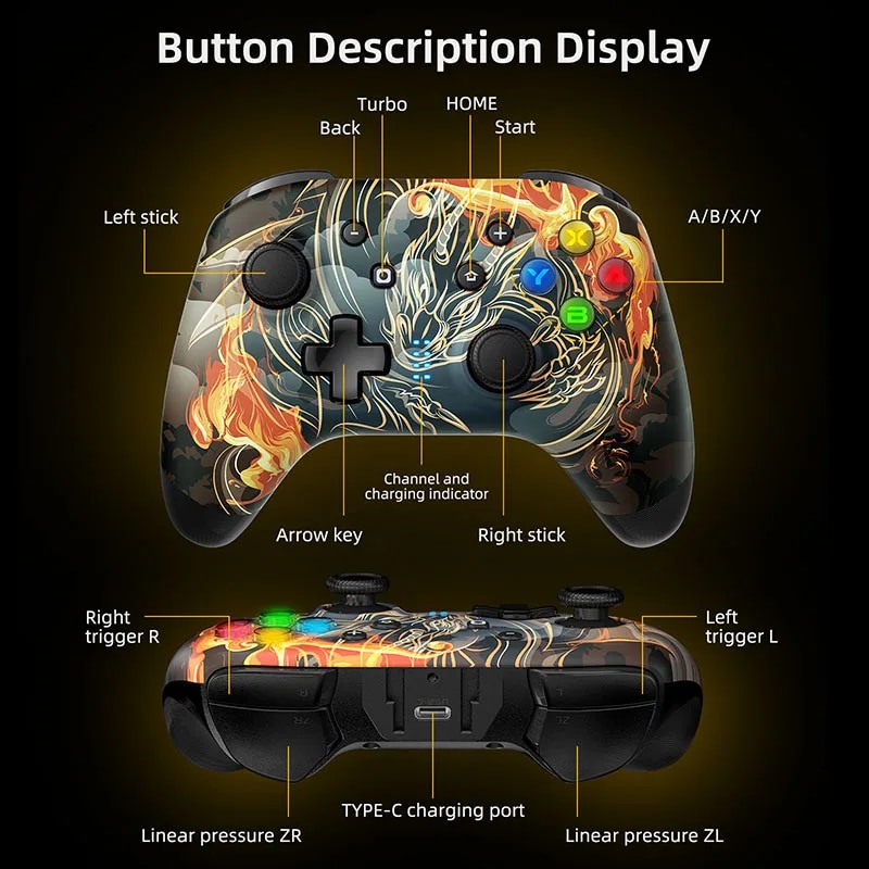 EasySMX 9124 Bluetooth Game Controller, Wireless Gamepad Joystick Compatible with Nintendo Switch, PC, Smart TV, Phone. 