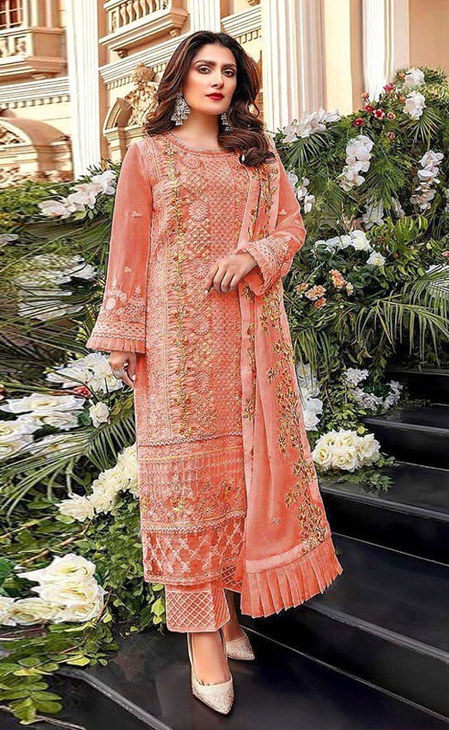 Georgette Luxury Party Dress Latest Indian Catalog Three Piece Embroidery Dress Fashionable Party Wear Progressively Better Daraz .bd