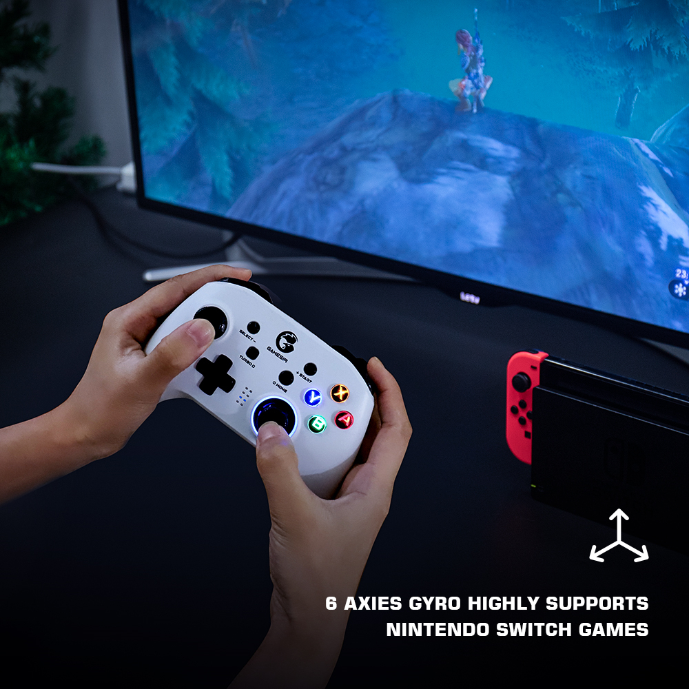 GameSir T4 Pro White Version Bluetooth Gaming Controller 2.4G Wireless Gamepad for Nintendo Switch PC Cellphone Cloud Games. 