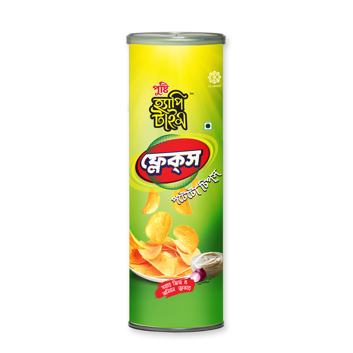 Pusti Happy Time Flakes Chips, Sour Cream & Onion-150gm