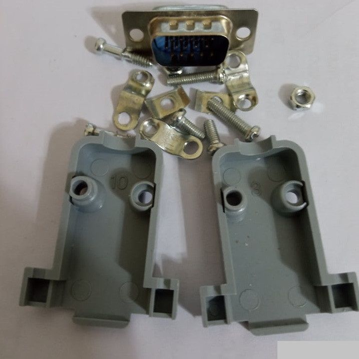 DB15 DB-15 3 ROWS 15 PIN Male & Female VGA Jack & Socket Plug Connector Adapters 3 Row 15Pin DIY With Plastic Back Shell Housing For Monitor Cables . 