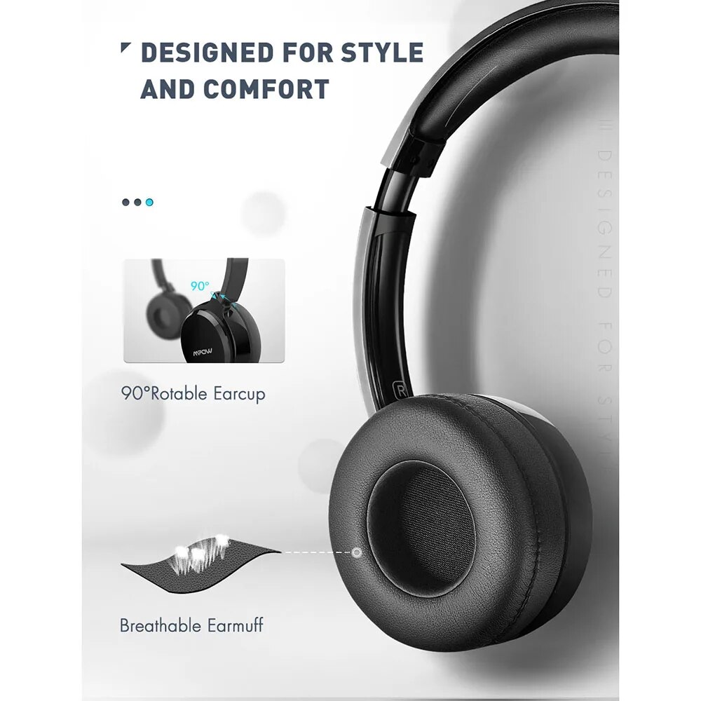 1/2PCS Mpow 071 USB 3.5mm Wired Headset with Noise Reduction Mic In-line Control Protein Memory Earmuff for Skype PC Call Center. 