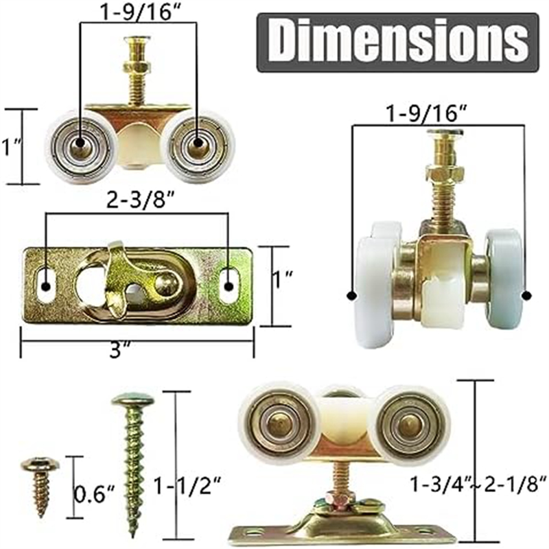 2 Pack Sliding Pocket Door Hardware Top Hanger Rollers Wheels Assembly Fit Replacement Parts 1125 & 1500 Hardware Kit. 