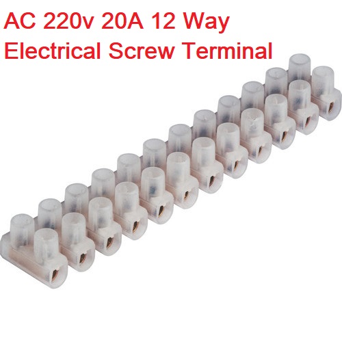 20Amp 12 Way Electrical Cables Joint Terminals AC 220V 20A 12 Point Screws Terminal Connector PVC Plastic Barrier Terminal Block Strip For Wire Joining. 