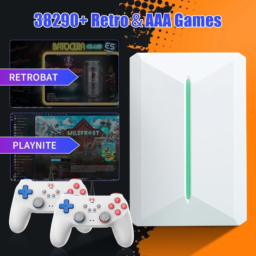 Retrobat Playnite Gaming HDD Retro Game Console 38200+AAA Retro Games for WIN PC/Laptop for PS3/PS2/WII/WIIU/PS1/N64/DC/MAME/PSP