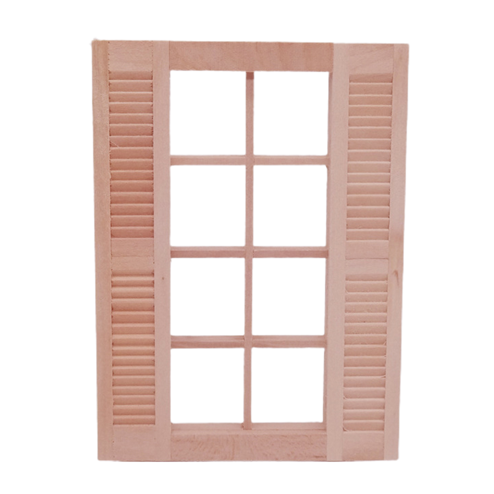 Unpainted Shutters Window Detailed Dollhouse 8-Pane Window Frame Furniture. 