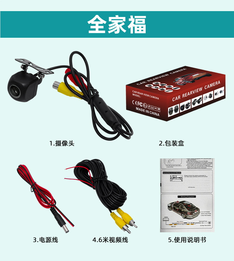 AHDSuper Clear Android Car Reversing Image Rear-View Camera Matte+Starlight Camera HD LensCCD. 