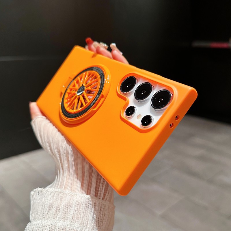 Applicable to Samsung S24ultra Phone Case Rotating Gyro Decompression Magnetic Suction Bracket New X100 Frosted Protective Cover. 