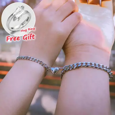 Stainless steel magnetic store couple bracelets