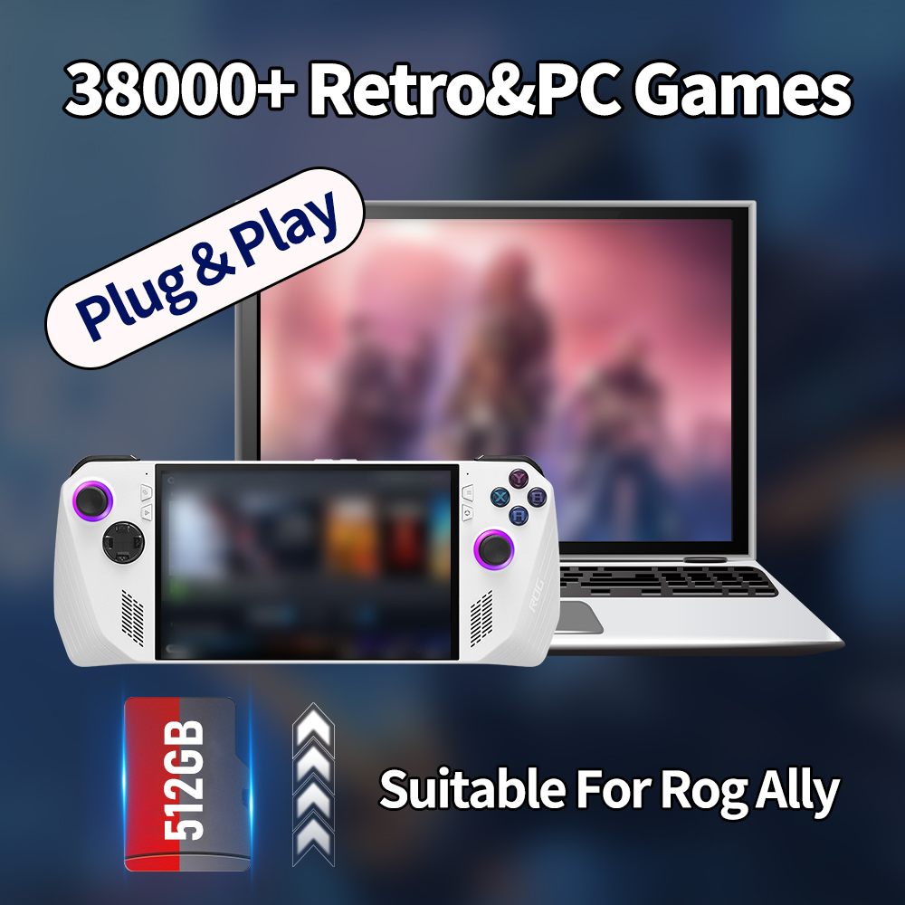 Playnite Retrobat 512G Gaming TF Card For ROG Ally/WIN Handheld/ PC Memory Card Built-in 38000+ Games For N64/PS3/PS2/PSP/SS/PS1