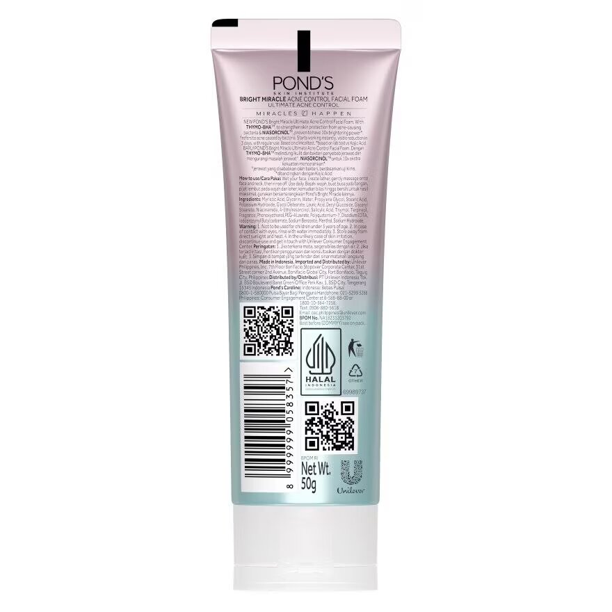 Pond'S Bright Miracle Ultimate Acne Solution THYMO-BHA Facial Foam- 90gm. 