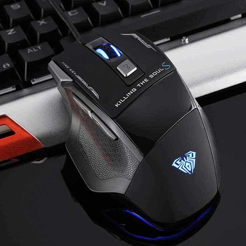 AULA S12 Gaming Mouse Wired 6400DPI 7 Programmable Buttons Backlit Ergonomic Gamer Mouse for Laptop Desktop PC Computer. 