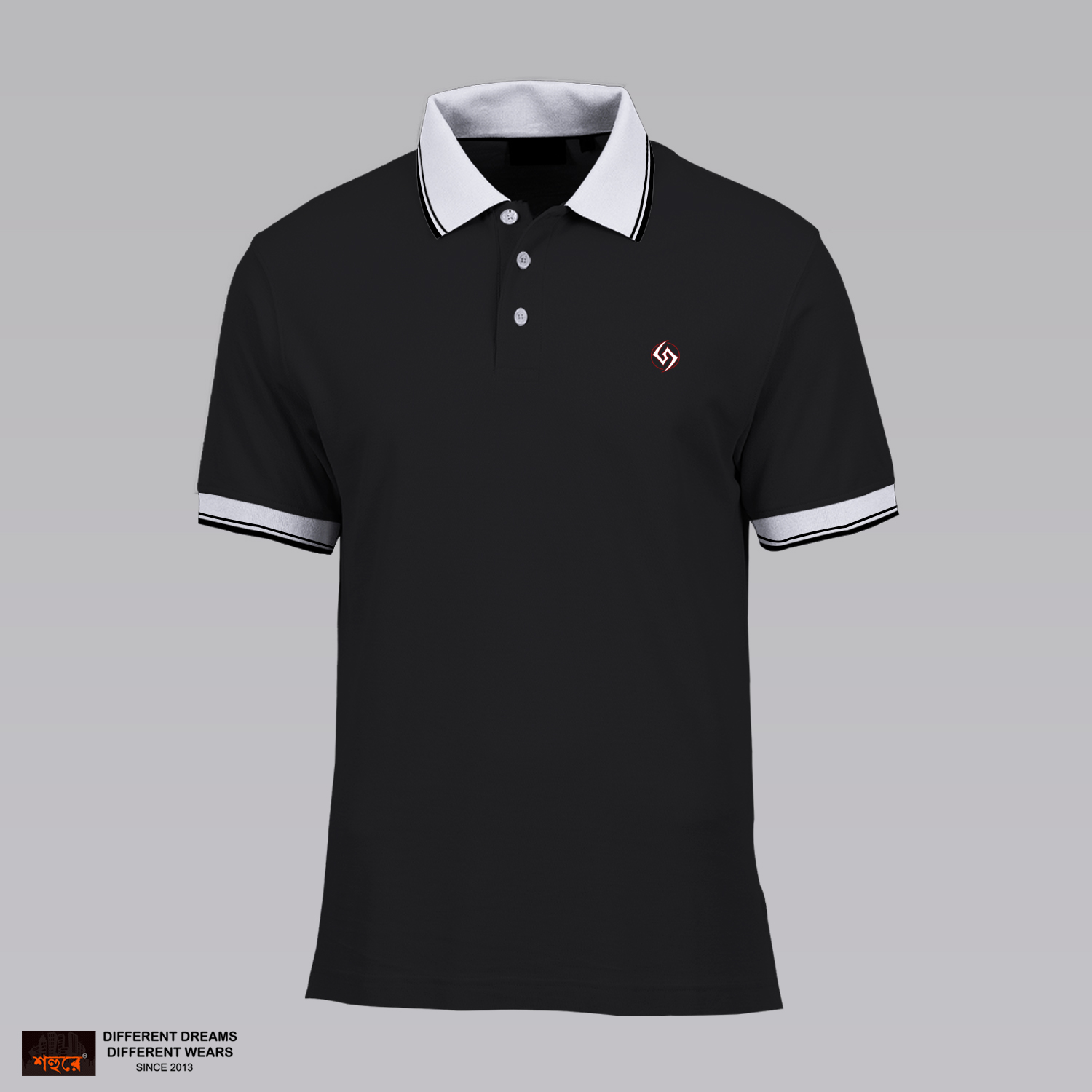 Shohure Black Color Short Sleeve Polo Tshirt