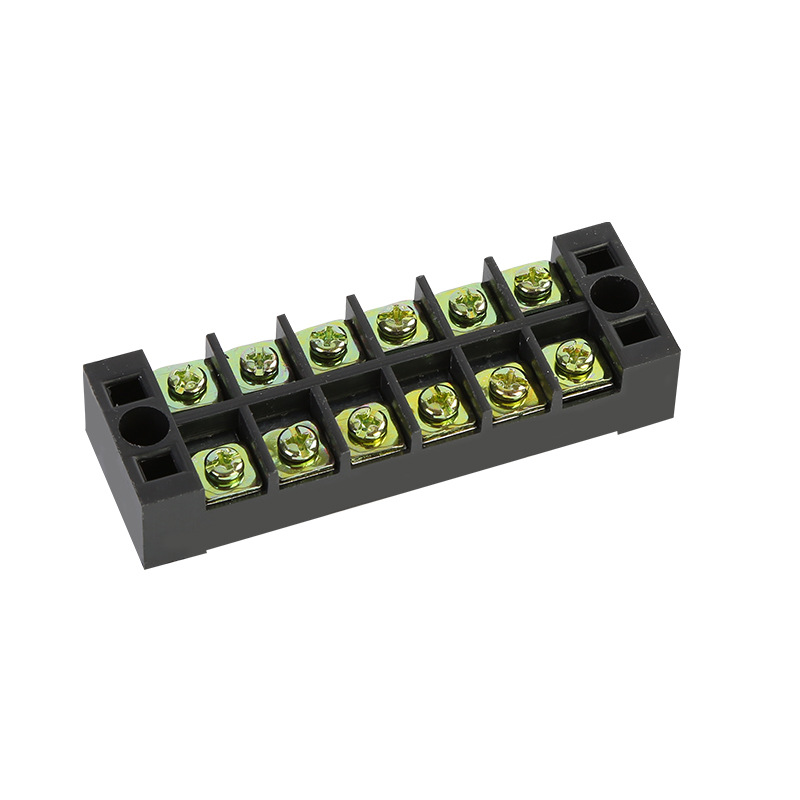 Terminal Block With Cover Connector TB-2506 600V 25A 6-Pole Double Row Screw Fixed Barrier Wire Crimp 6 Position Panel Mount. 