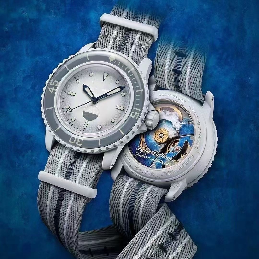 New cross-border BP Bobswatch joint X Swatch nylon with through bottom plastic imitation mechanical watch. 