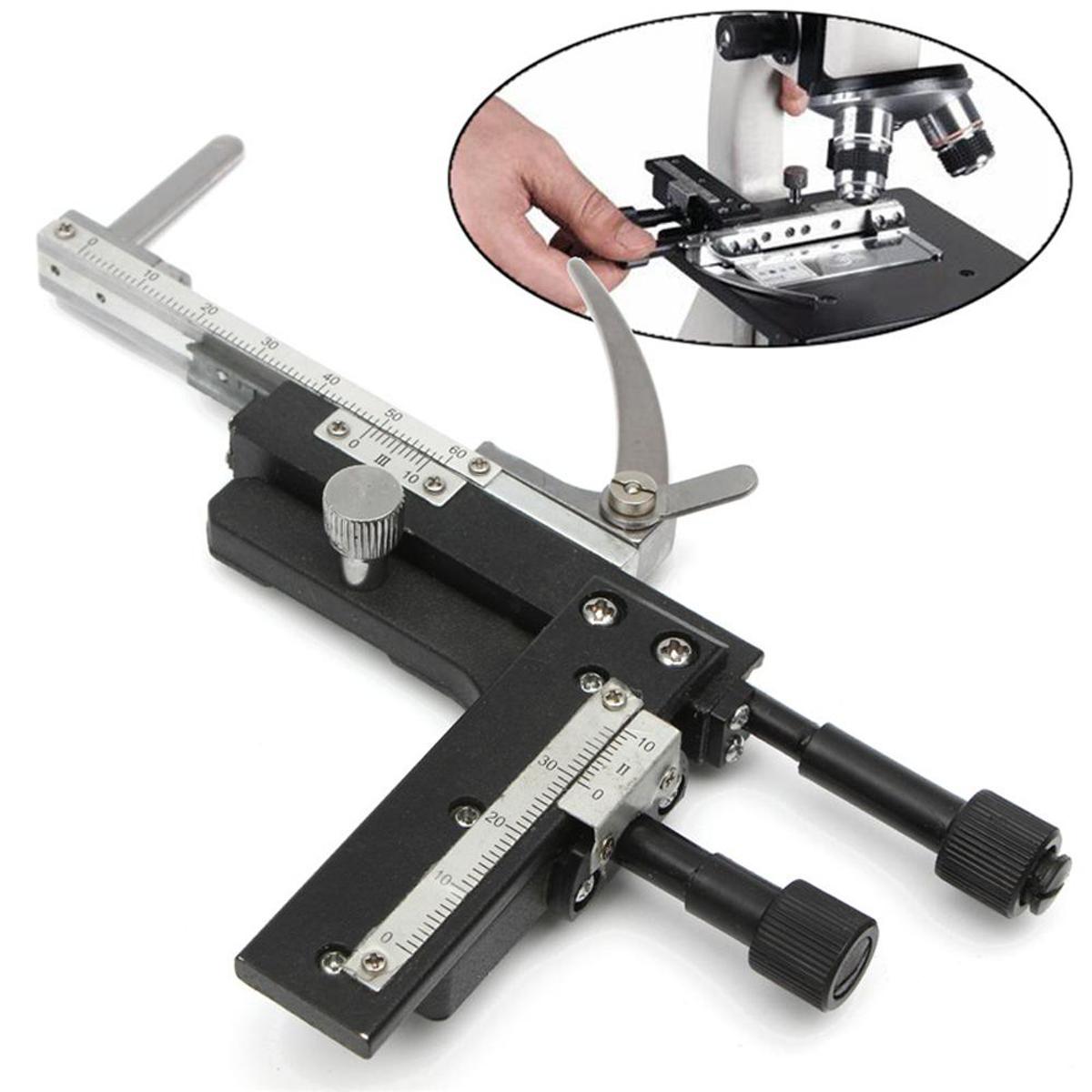 Professional Straight Type Microscope Attachable Mechanical Stage X-Y Moveable Stage Vernier Caliper Ruler with Scale