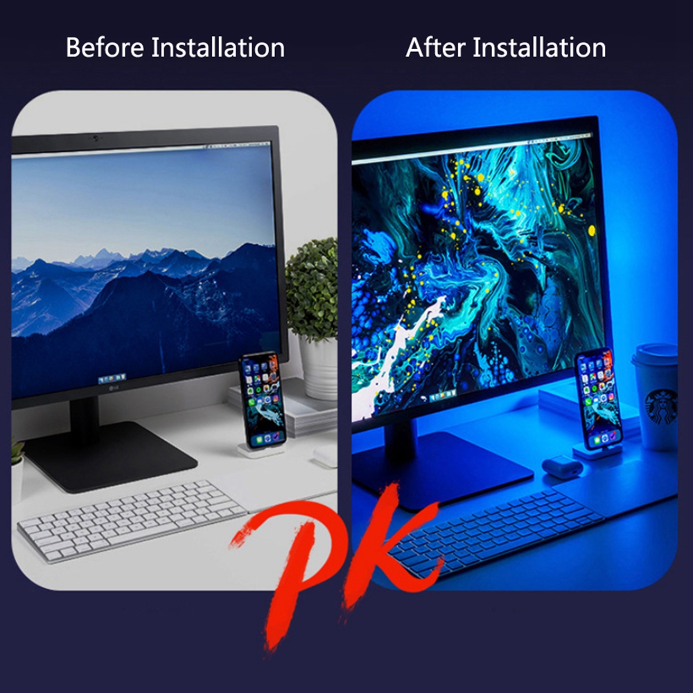 WS2812B LED Strip DIY Ambient PC Dream Screen WS2812 Light USB Computer Monitor Backlight SP616E Bluetooth Music Controller Set. 