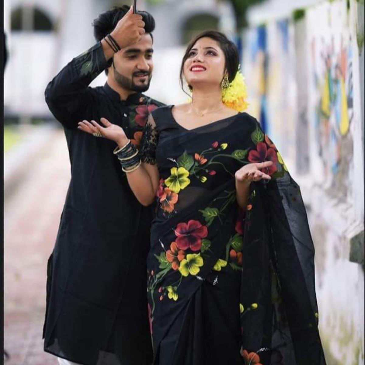 couple dress design in bangladesh This Bangladeshi Bride Wowed in a Champagne and White Nikkah Dress