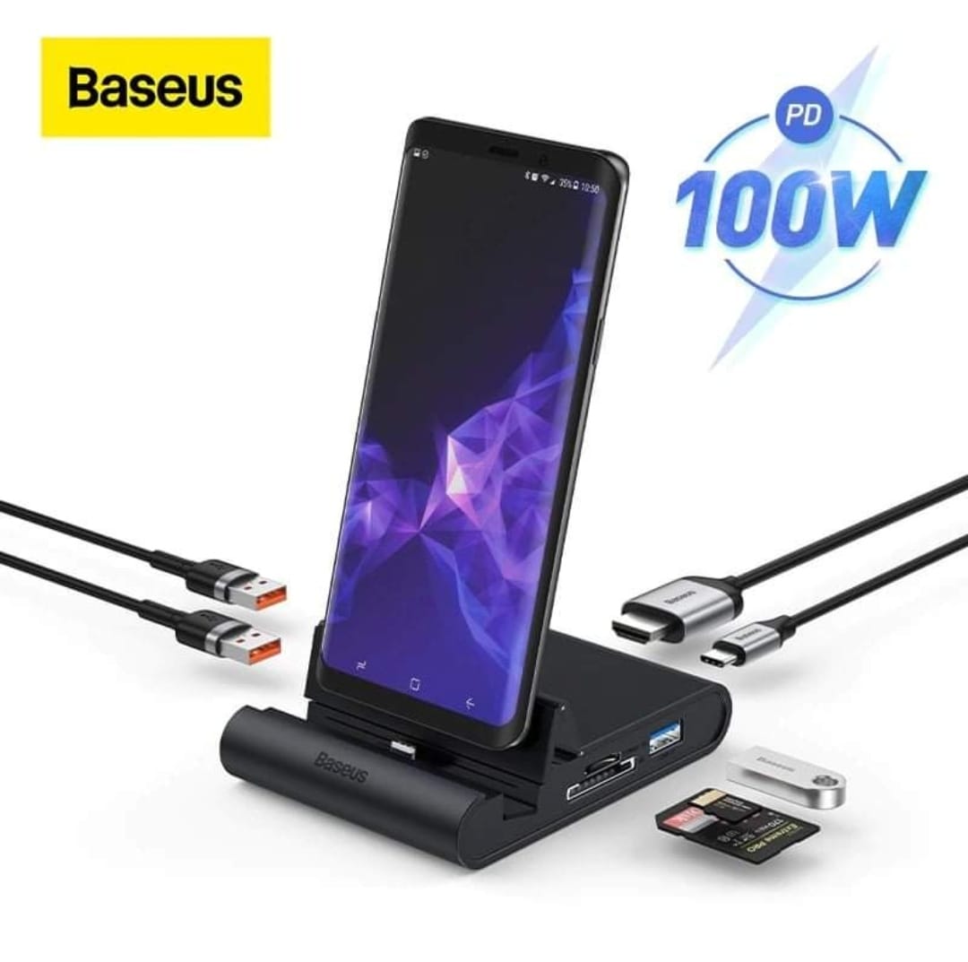 Baseus Mate Docking Type-C Mobile Phone Intelligent HUB Docking Station Pro - black. 