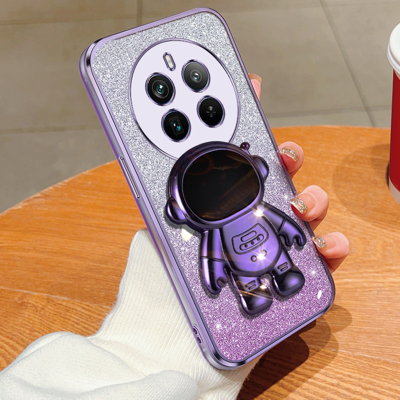 New Phone case For Realme 12 Realme 12x Realme 12+ Plus Realme 12 Pro Plus Back cover Electroplated astronaut phone holder Sparkling powder protection camera Phone cases