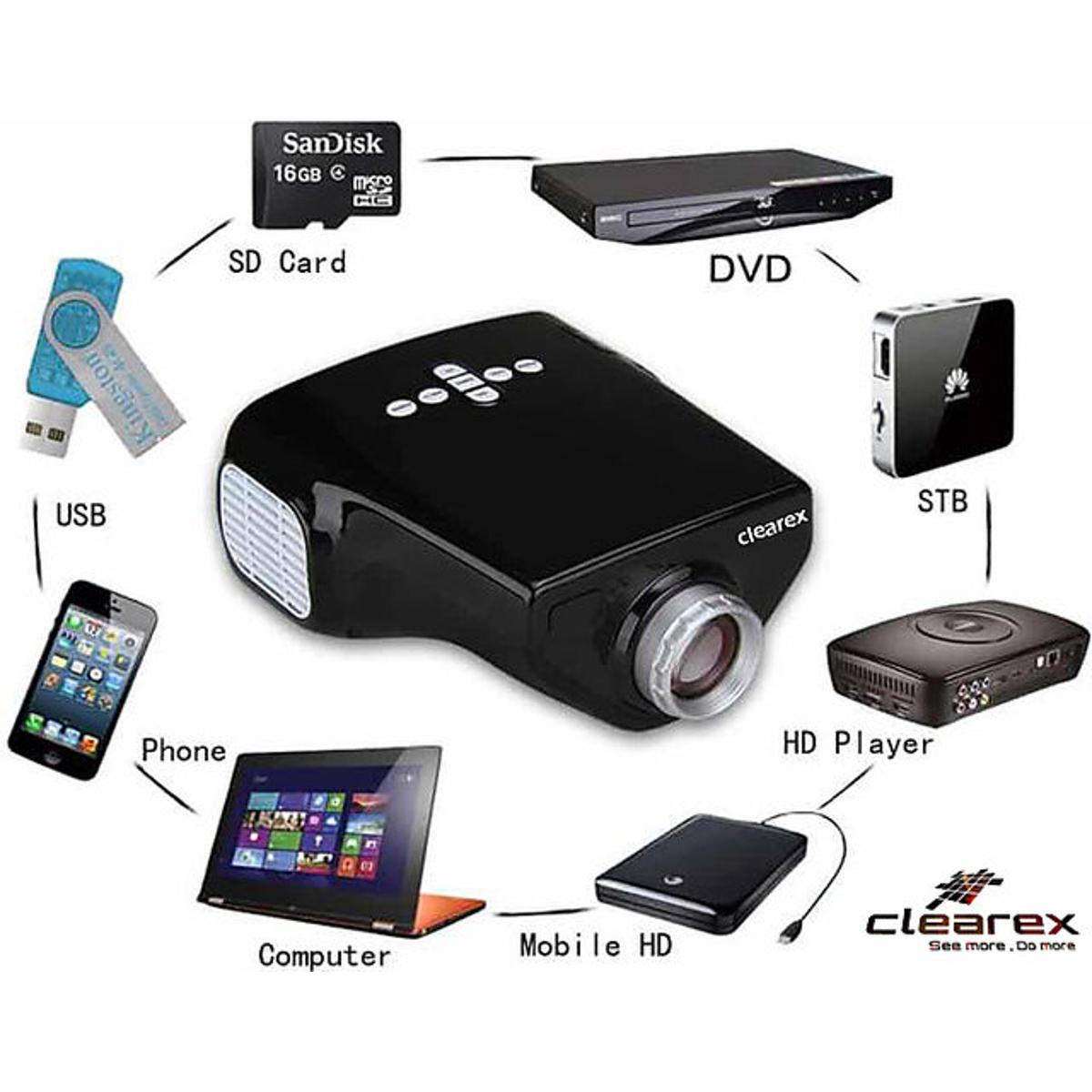 Mini Projector Model E03 200 Lumens Direct TV, Double HDMI, AV, VGA, Wearables / Video / Projectors