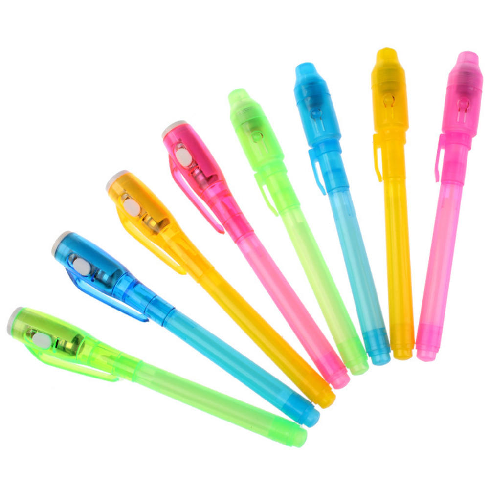 Luminous Light Pen Purple 2 In 1 UV Black Light Combo Drawing Invisible Ink Pen Learning Education Toys for Child. 